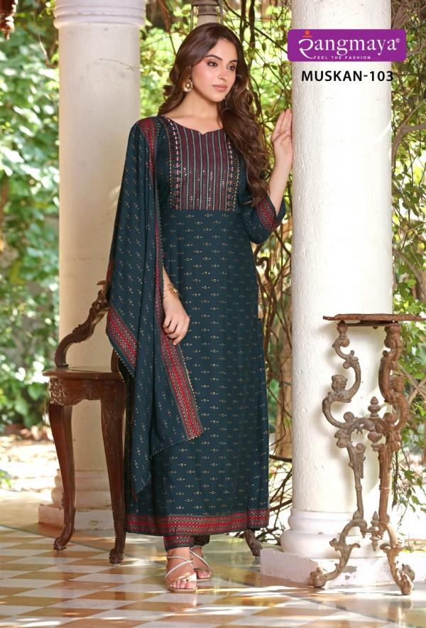 Rangmaya Muskan Rayon Designer Exclusive Readymade Suit